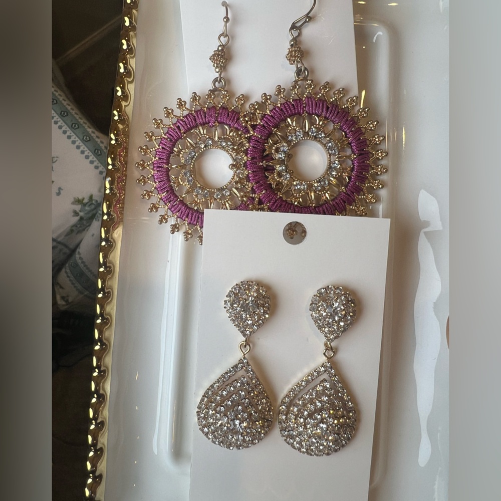 #3 Bundle Purple and Gold Statement Hoop Earrings